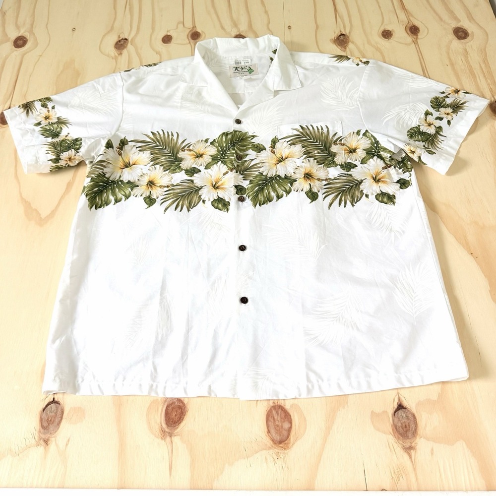 Vintage Ky's Hawaiian Shirt Hibiscus Flower Pattern XL
